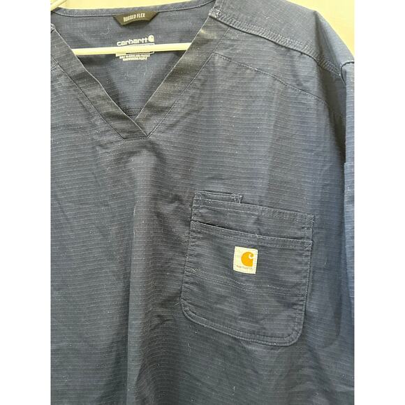 Carhartt Rugged Flex Peak 5-Pocket V-Neck Scrub Top 3X Modern Fit Blue - Picture 4 of 6